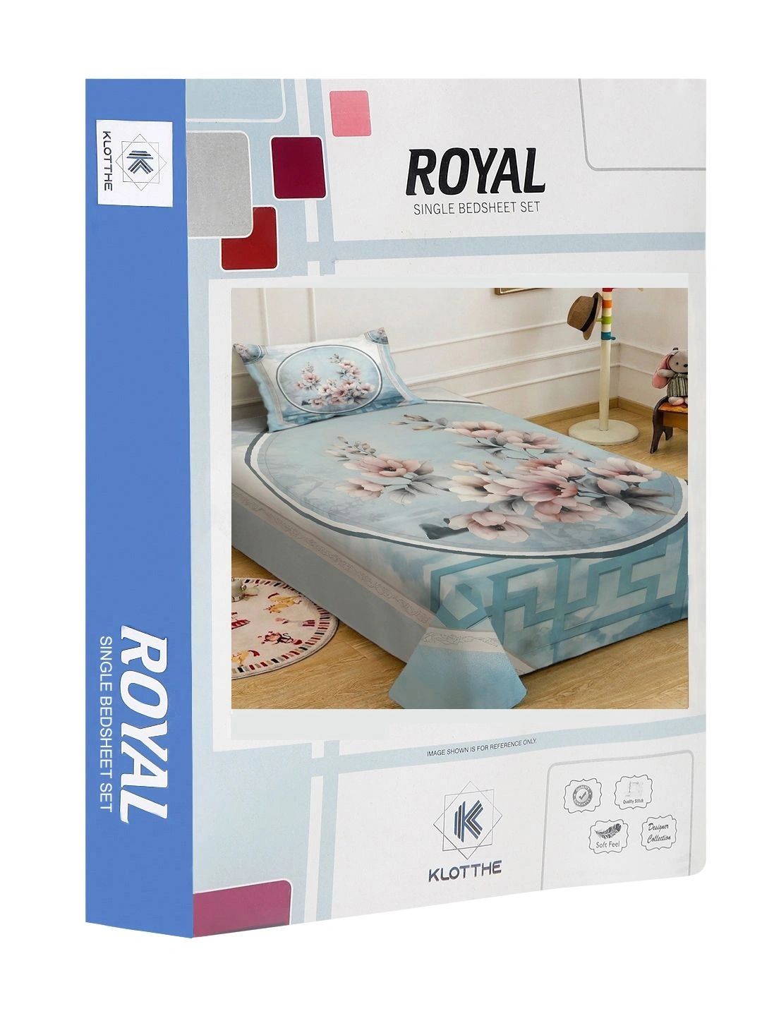 Moda Rapido X KLOTTHE Blue & Pink Floral 400 TC Single Bedsheet with 1 Pillow Covers
