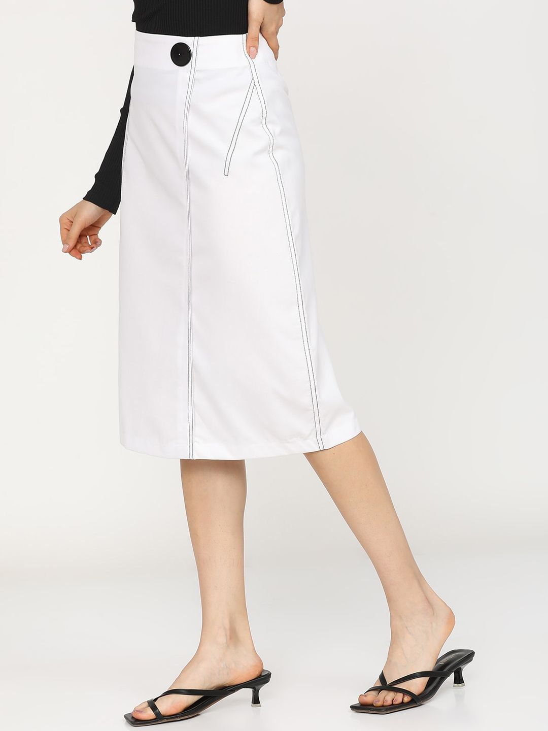 CHIC BY TOKYO TALKIES Women White Solid Overlapped A-Line Skirt