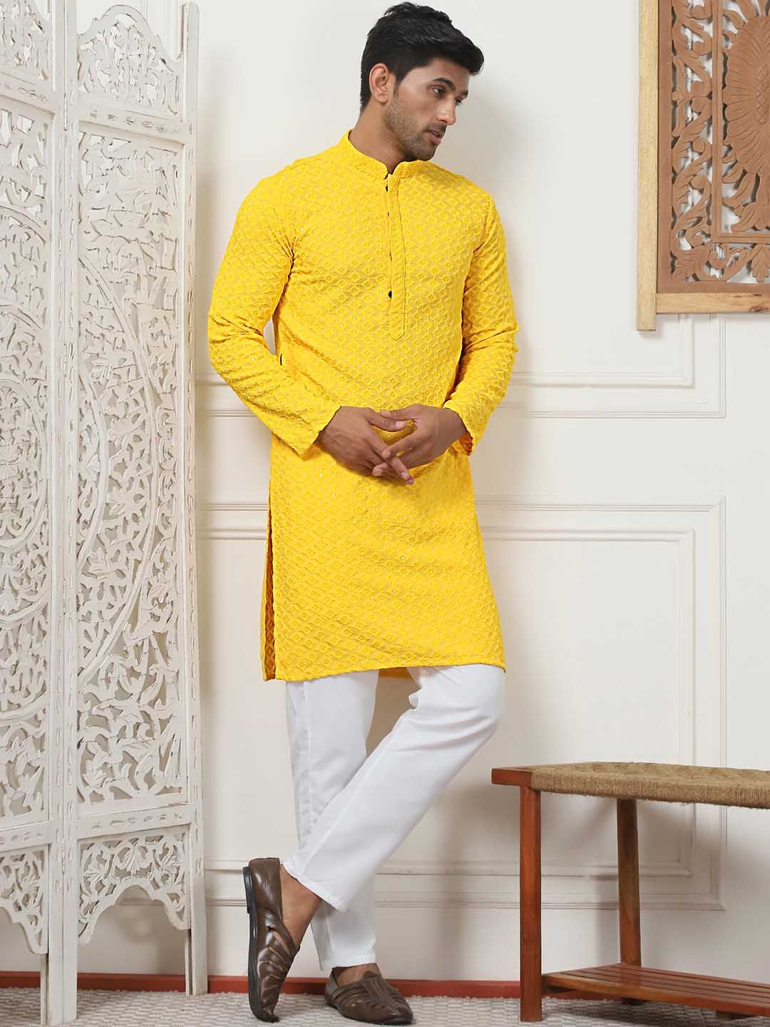 Anouk Ethnic Motifs Embroidered Sequinned Kurta with Pyjamas