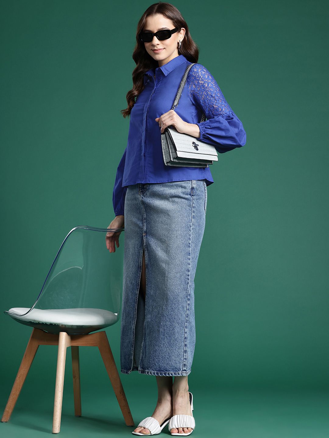 DressBerry Pure Cotton Lace Inserts Casual Shirt