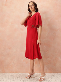 all about you V-Neck Pleated Wrap Dress