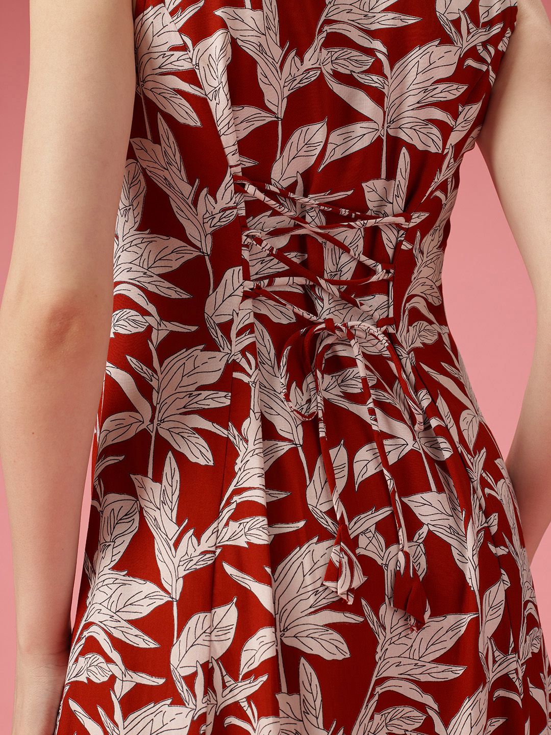 Dressberry Tropical Print A-Line Midi Dress