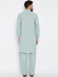 SOJANYA Baju Kolar Kapas Linen Pathani Kurta dengan Piyama