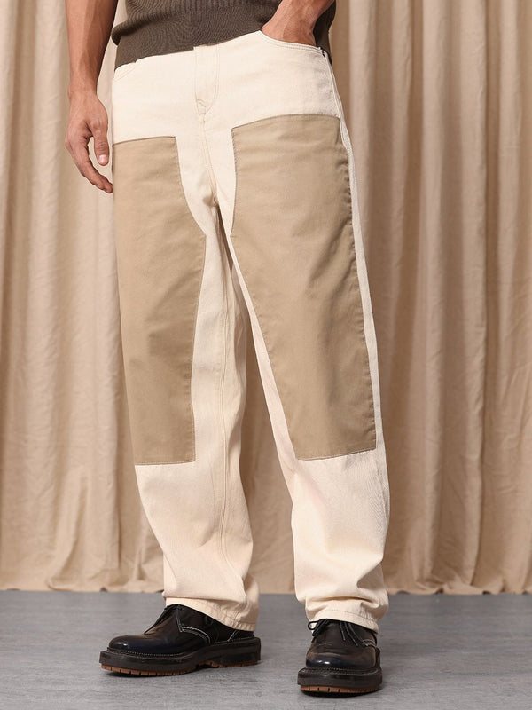 Mr Bowerbird Men Pure Cotton Oversized Jeans With Patch Work Detail