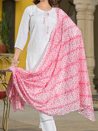 KALINI Women Floral Embroidered Regular Gotta Patti Kurta with Trousers & With Dupatta