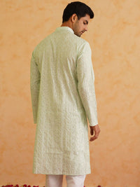 SOJANYA LUXE Ethnic Motifs Embroidered Thread Work Cotton Silk Straight Kurta