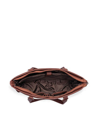 ZOUK Black Floral Print Structured Laptop Handbag