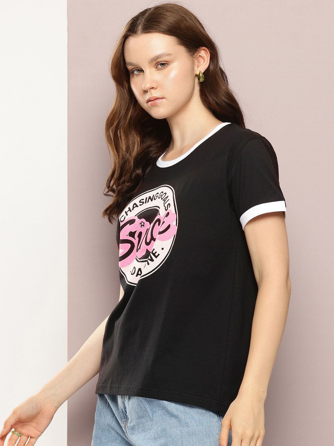 DILLINGER Women Boxy Regular Short Sleeve Printed Tshirt
