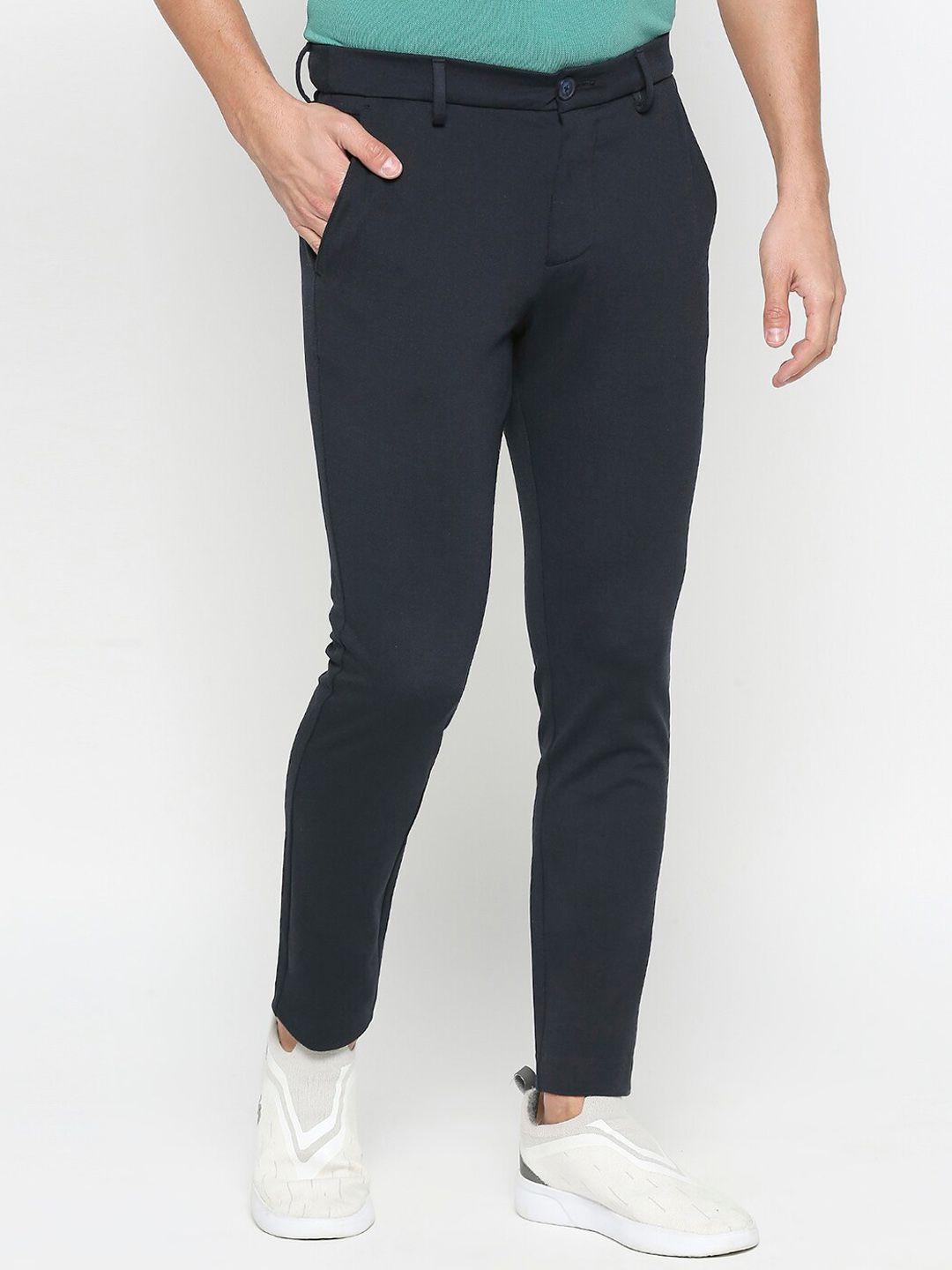 Being Human Men Mid-Rise Flat-Front Plain Regular Trousers