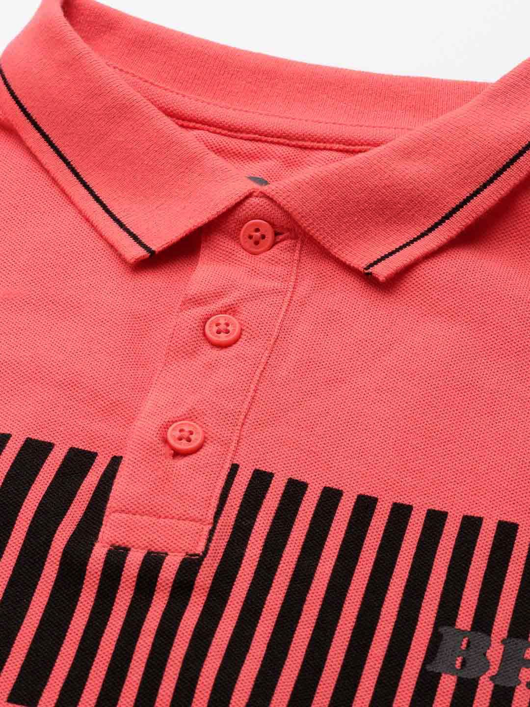 Being Human Striped Polo Collar Pure Cotton T-shirt