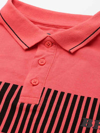 Being Human Striped Polo Collar Pure Cotton T-shirt