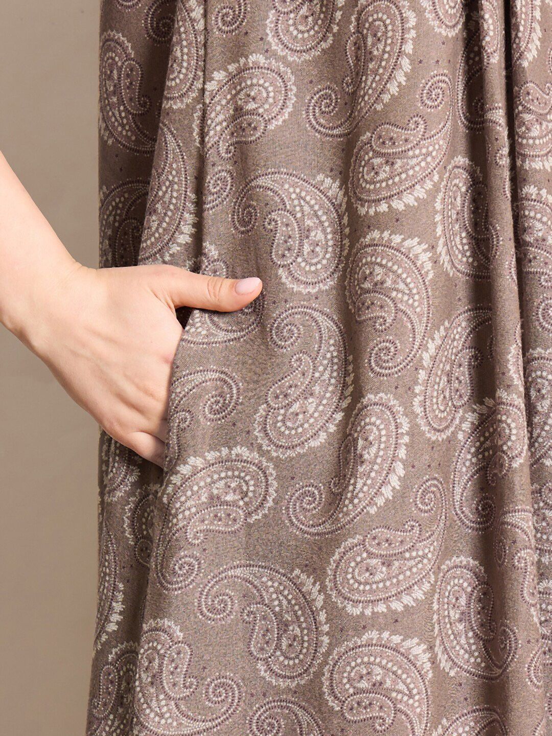 Sweet Dreams Brown Ethnic Motifs Printed Pure Cotton Maxi Nightdress