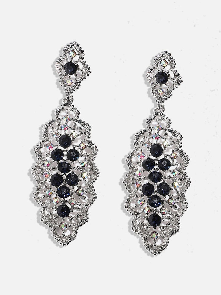 SOHI Silver-Plated Oxidised Drop Earrings