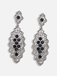 SOHI Silver-Plated Oxidised Drop Earrings