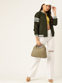 DressBerry Women Olive Green Bomber Jacket