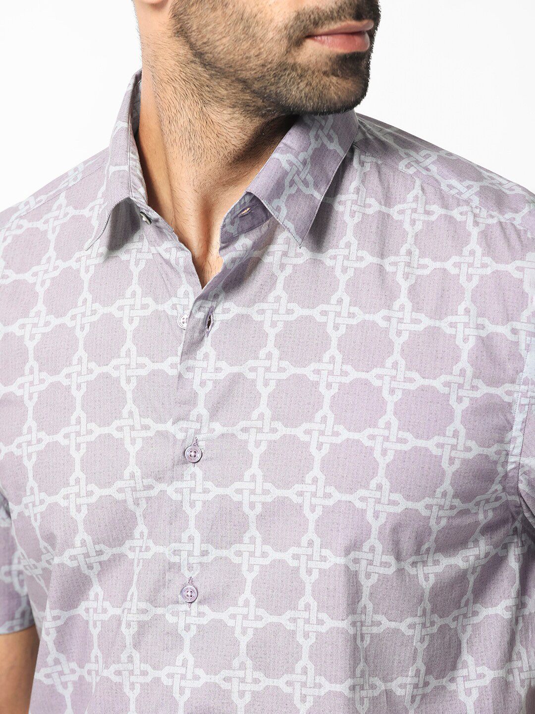 RARE RABBIT Men Barret Slim Fit Geometric Printed Cotton Shirt