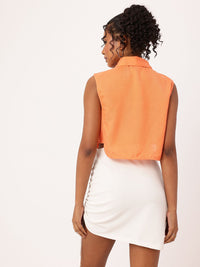 DressBerry Embroidered Sleeveless Crop Shirt