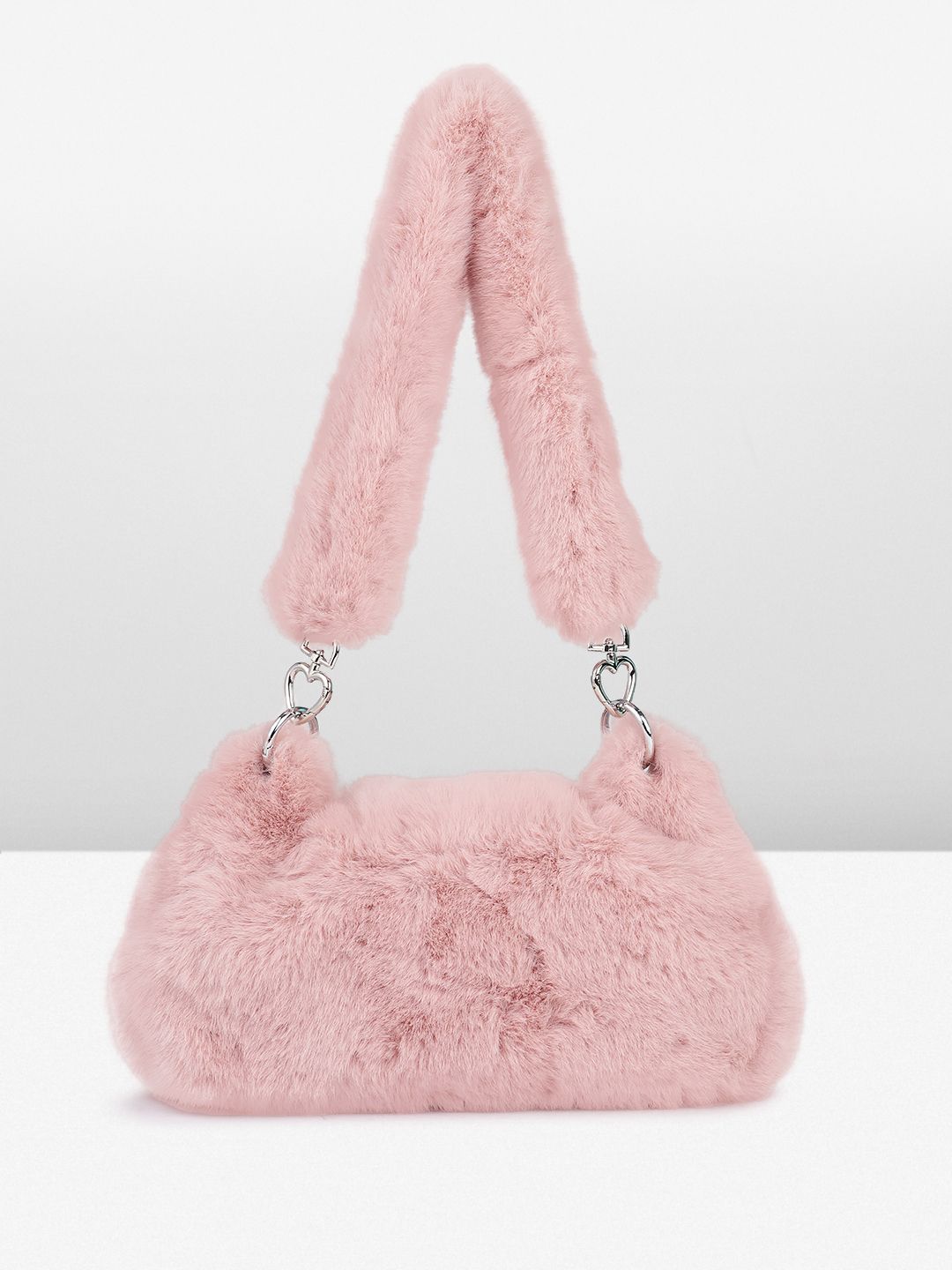DressBerry Structured Shoulder Bag With Fur