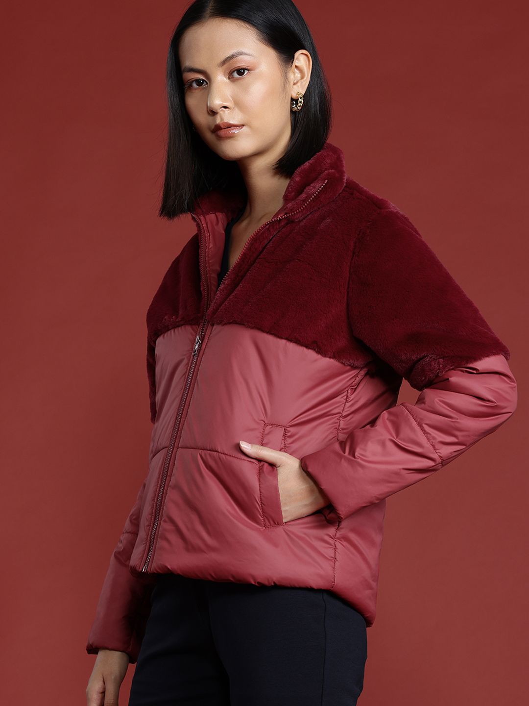 all about you Faux-Fur Detail Padded Jacket