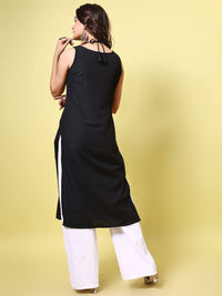 KALINI Ethnic Motifs Embroidered Tie-up Neck Mirror Work Straight Kurta