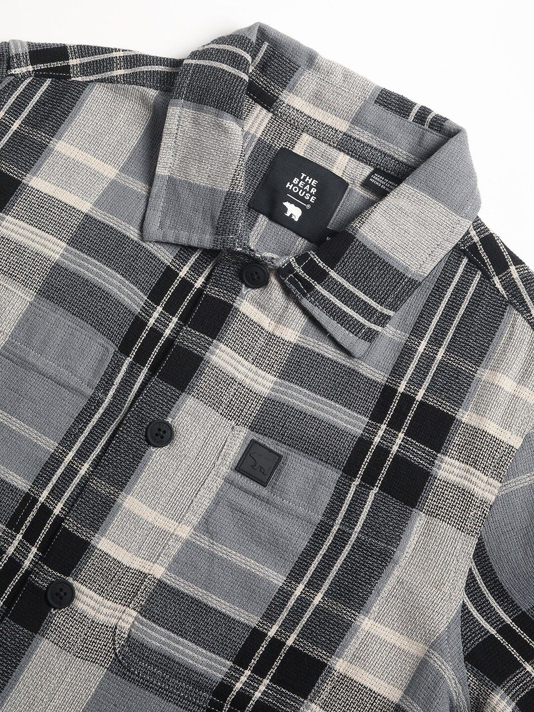 THE BEAR HOUSE Men Checked Regular Fit Cotton Shacket