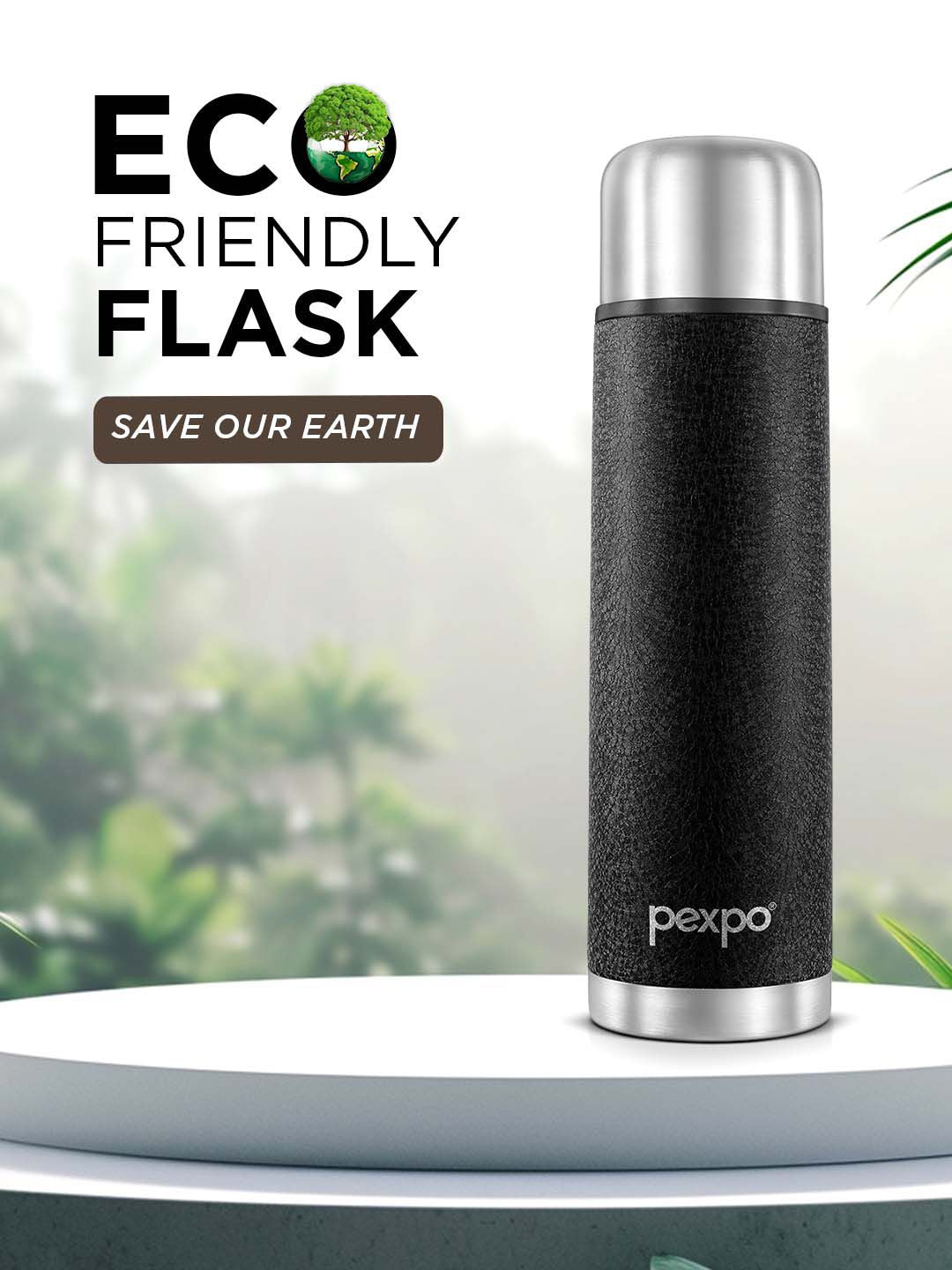Pexpo Flamingo Black Thermosteel ISI Certified flask Insulated Water Bottle & Bag 1000ml