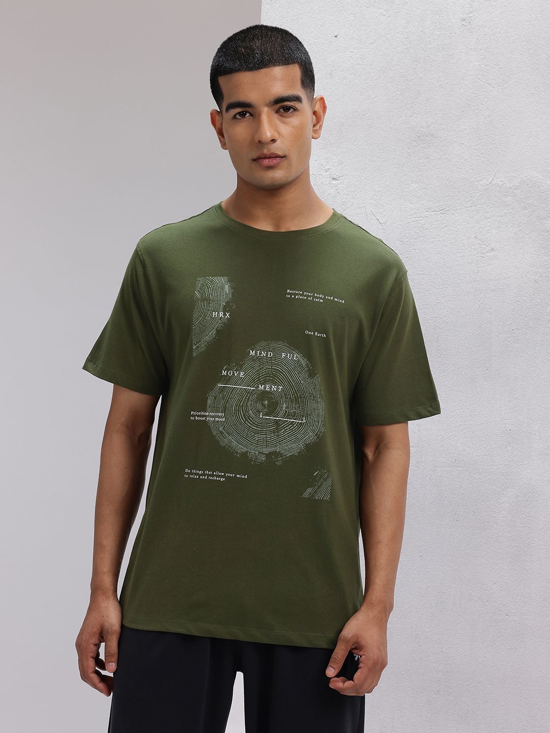 HRX by Hrithik Roshan Printed Pure Cotton Yoga T-shirt