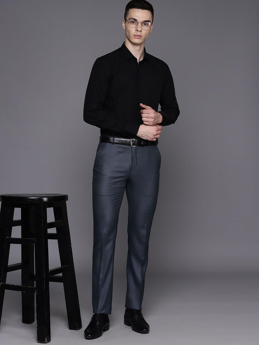 Raymond Men Textured Slim Fit Trousers