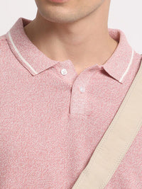 THE BEAR HOUSE Self Design Polo Collar Pure Cotton T-shirt