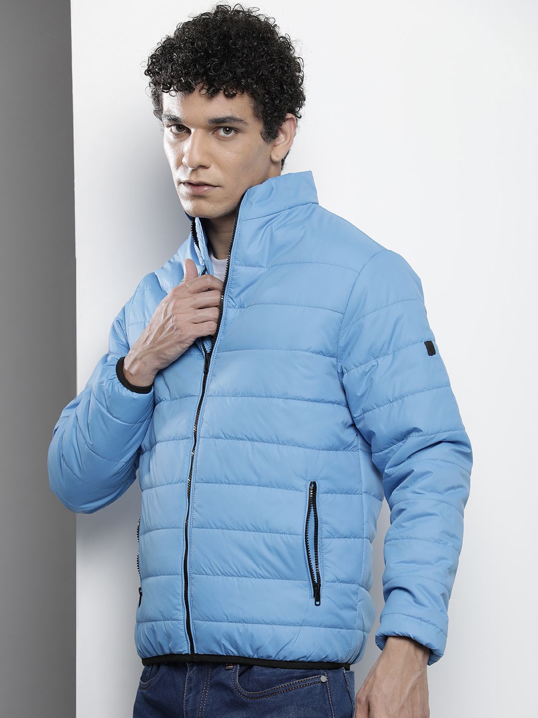 The Indian Garage Co Men Zip-Front Puffer Jacket with Zip Pockets