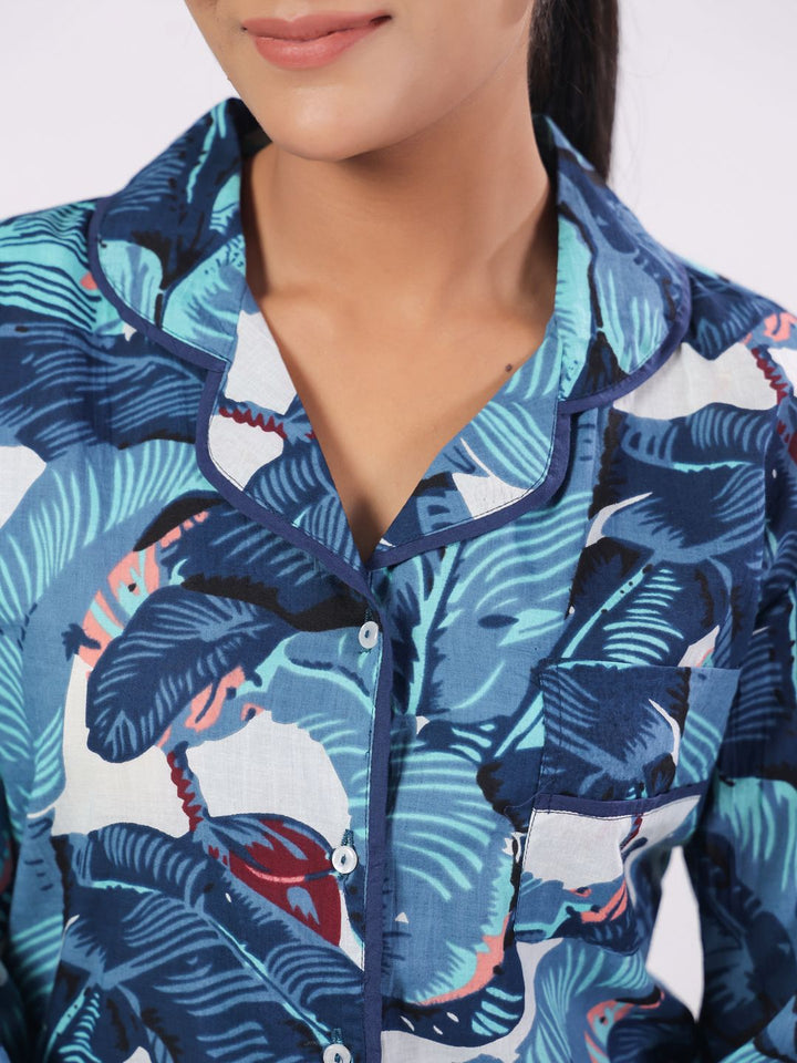 SANSKRUTIHOMES Women Tropical Printed Pure Cotton Night suit