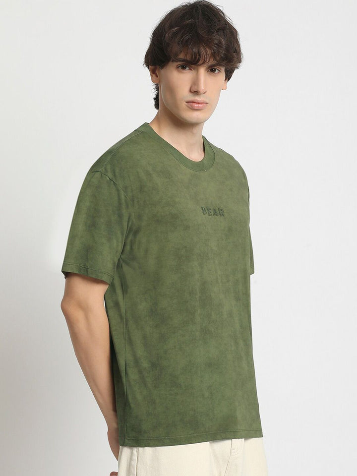 THE BEAR HOUSE Men Self Design Round Neck Tshirt