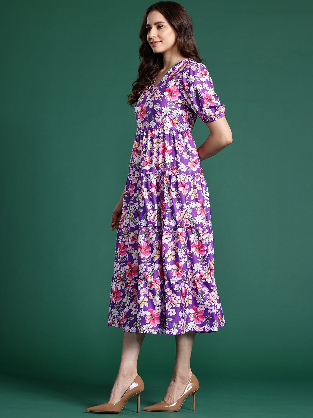 DressBerry Floral Printed Fit & Flare Midi Dress