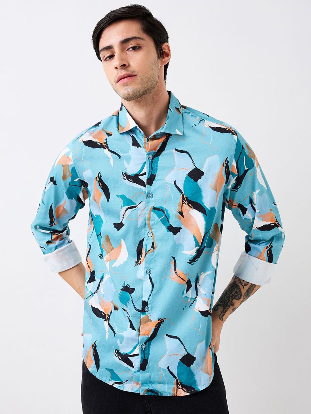 SPYKAR Men Slim Fit Conversational Printed Spread Collar Cotton Casual Shirt