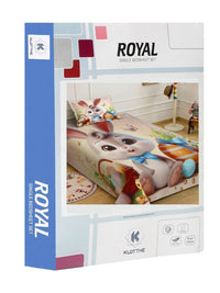 Moda Rapido X KLOTTHE Grey & Pink Cartoon Characters 400 TC Single Bedsheet with 1 Pillow Covers