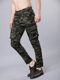 HIGHLANDER Men Olive Green Slim Fit Printed Cargos