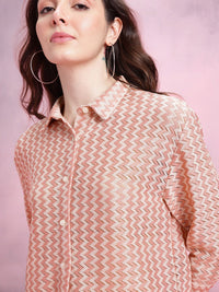 DressBerry Women Chevron Opaque Casual Shirt