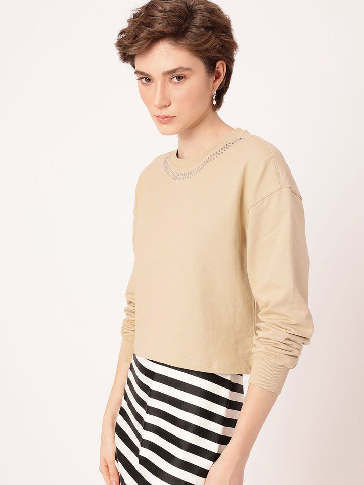 DressBerry Embellished Cotton Terry Relaxed Fit Sweatshirt