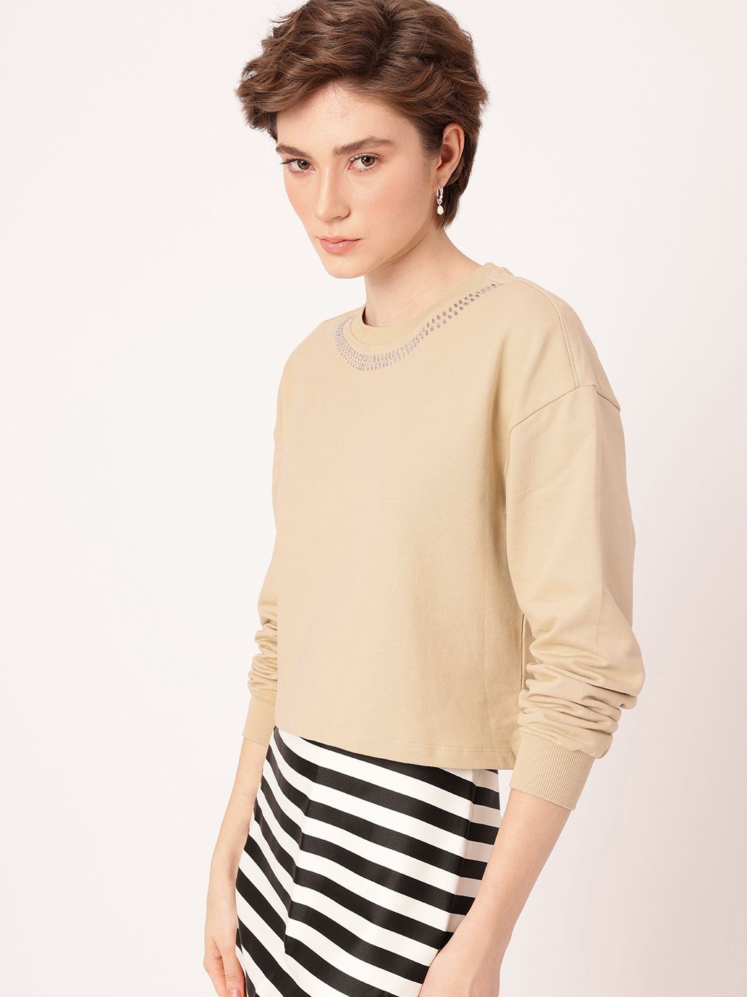 DressBerry Embellished Cotton Terry Relaxed Fit Sweatshirt