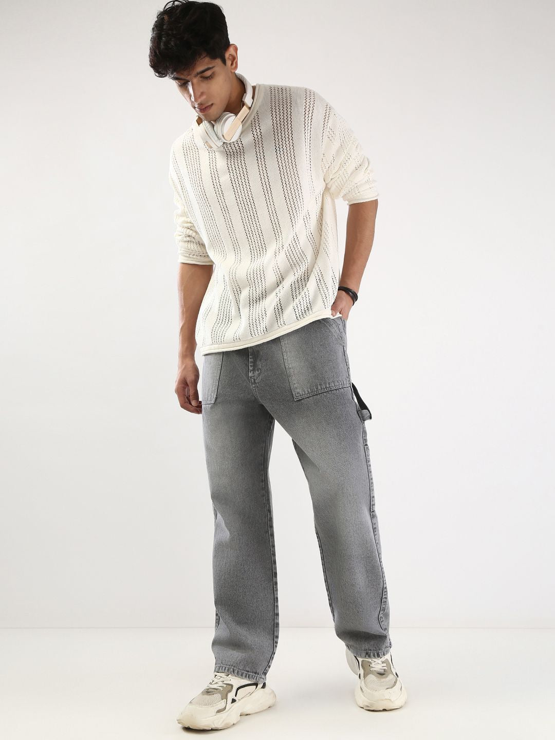 Urbano Fashion Men Loose Baggy Fit Carpenter Cargo Jeans With 6 Pockets Non-Stretchable
