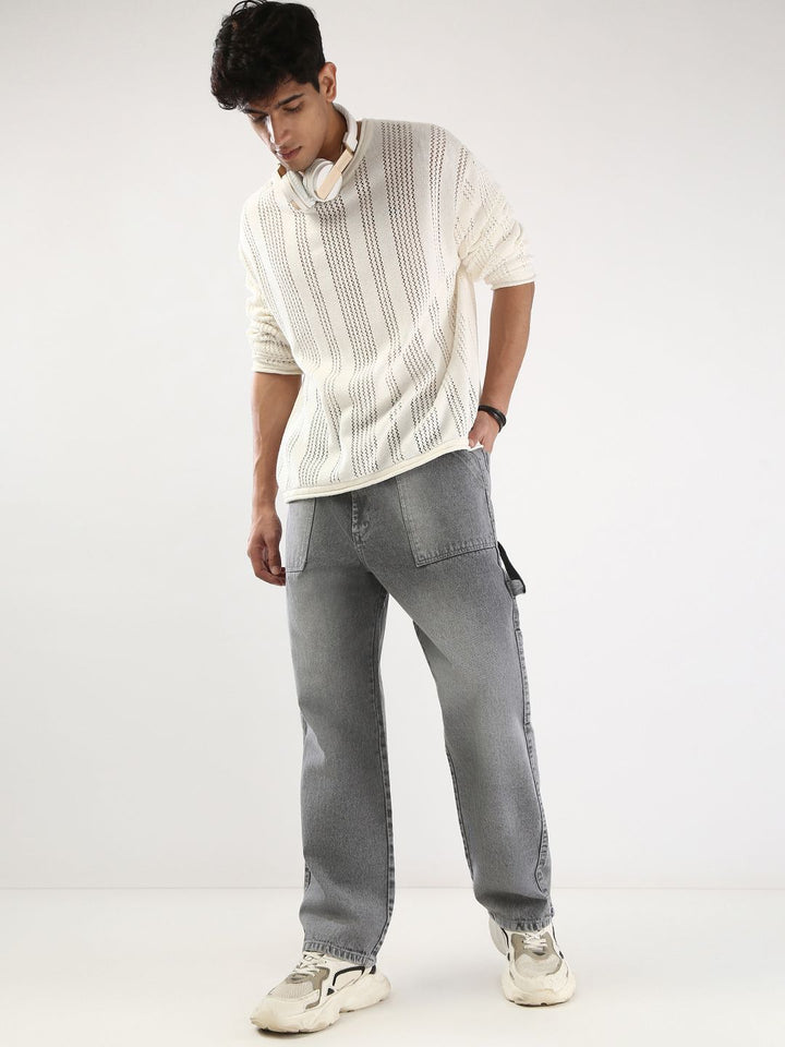 Urbano Fashion Men Loose Baggy Fit Carpenter Cargo Jeans With 6 Pockets Non-Stretchable