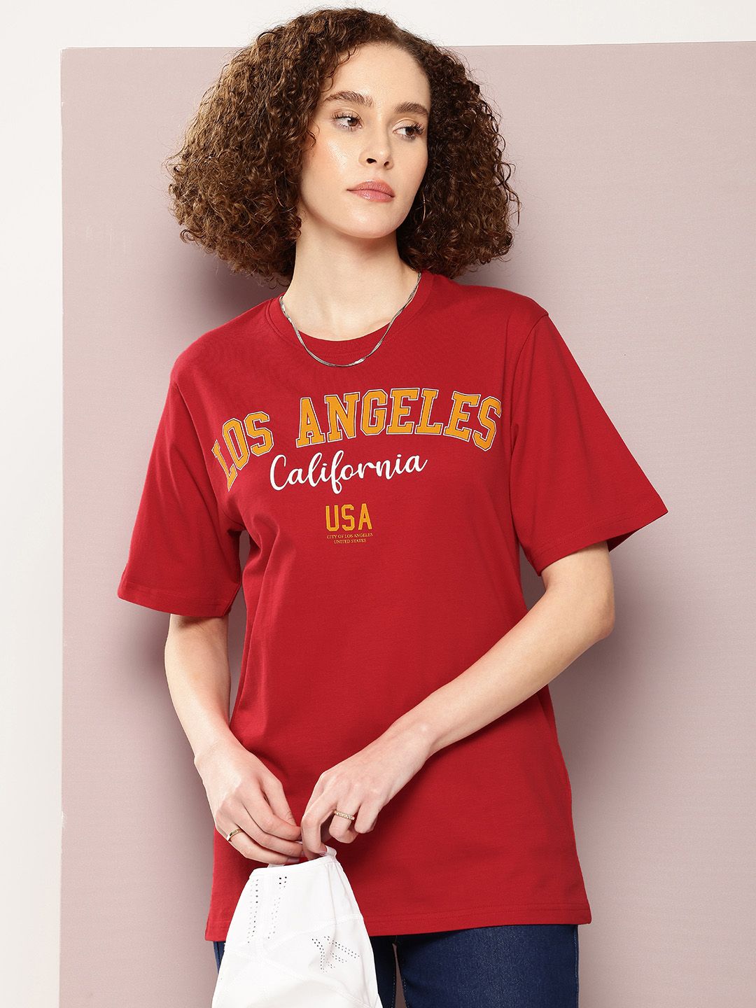 DILLINGER Women Typography Printed Pure Cotton Oversized T-shirt