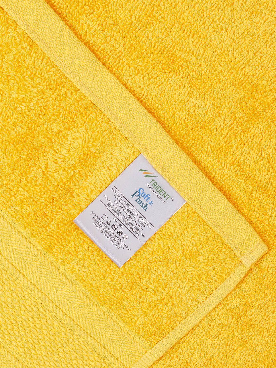 MYTRIDENT Set Of 6 Yellow Solid 500 GSM Pure Cotton Towels