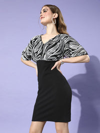Athena Black & Silver Embellished Sheath Dress