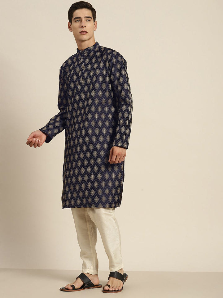 SOJANYA Ethnic Motifs Silk Cotton Indigo Kurta