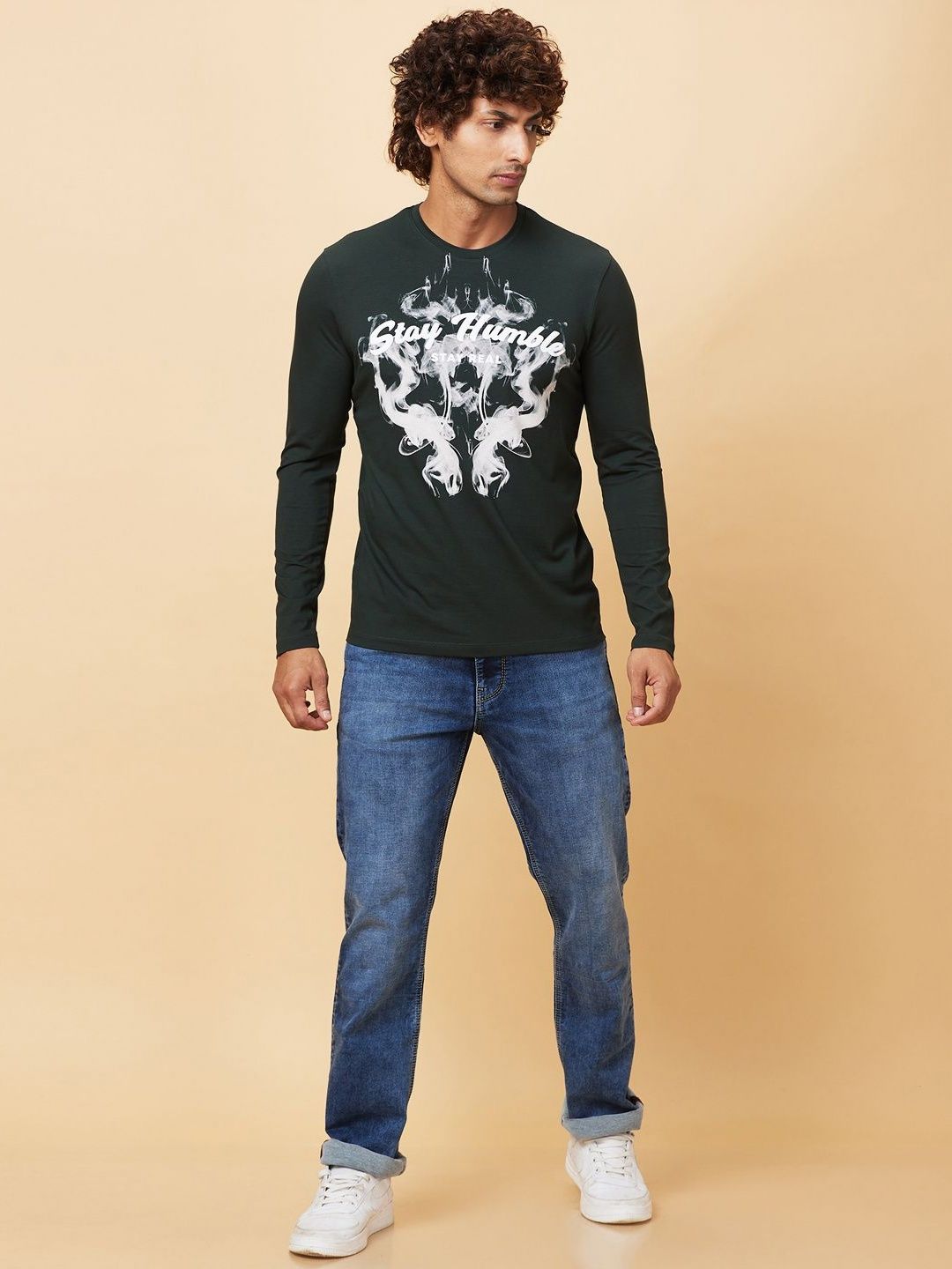Being Human Men Printed Henley Neck Applique T-shirt