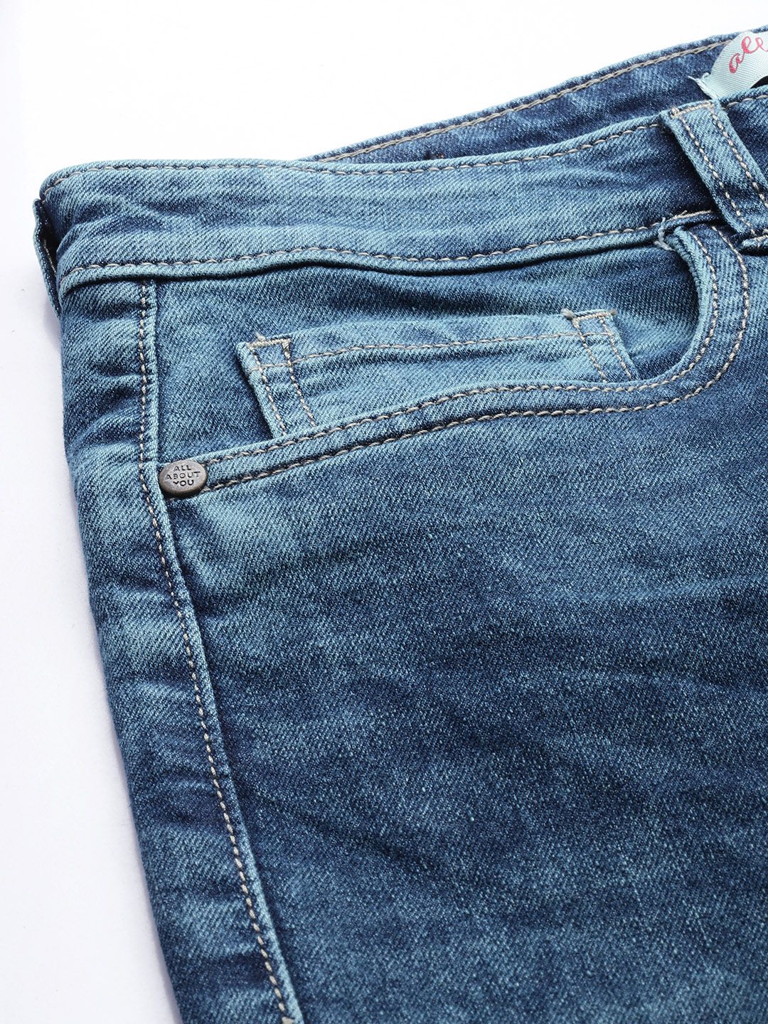 all about you Women Straight Fit Heavy Fade Stretchable Cargo Jeans