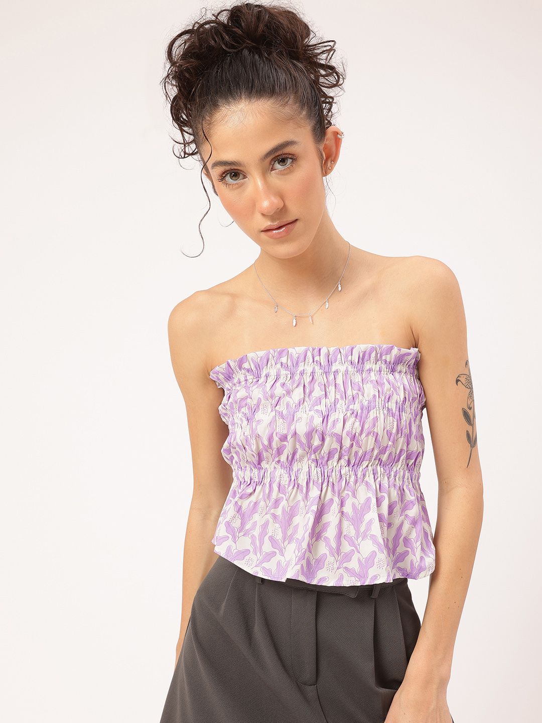 DressBerry Bloom Babe Smocked Floral Print Bandeau Top