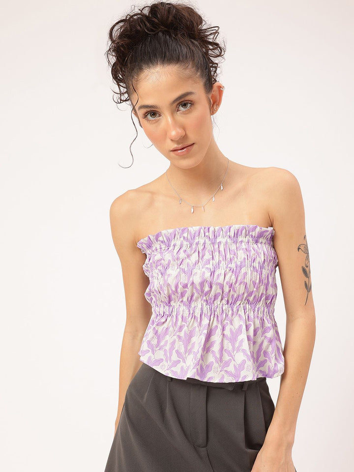 DressBerry Bloom Babe Smocked Floral Print Bandeau Top