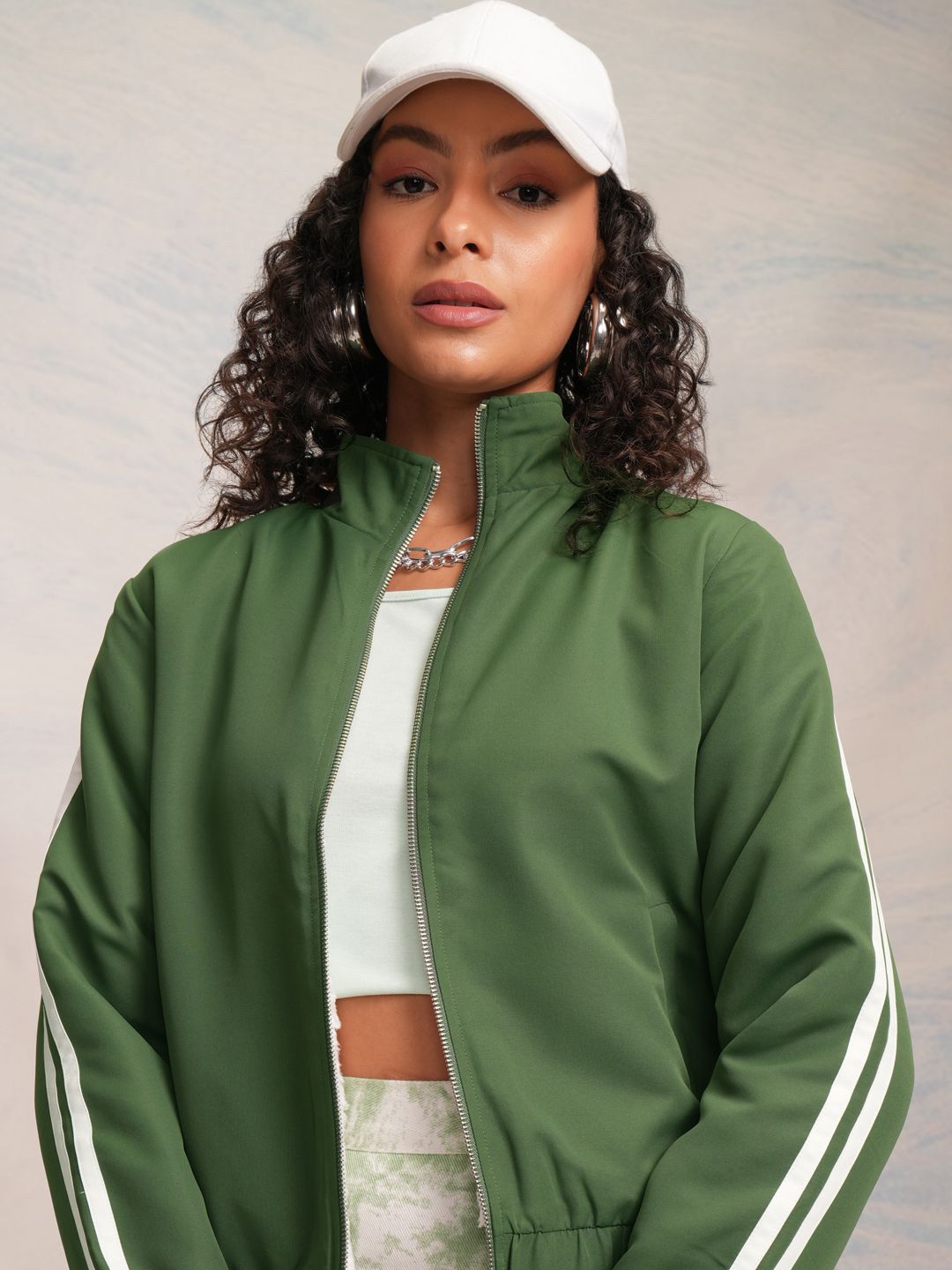 Tokyo Talkies Women Solid Mock Collar Tailored Jacket